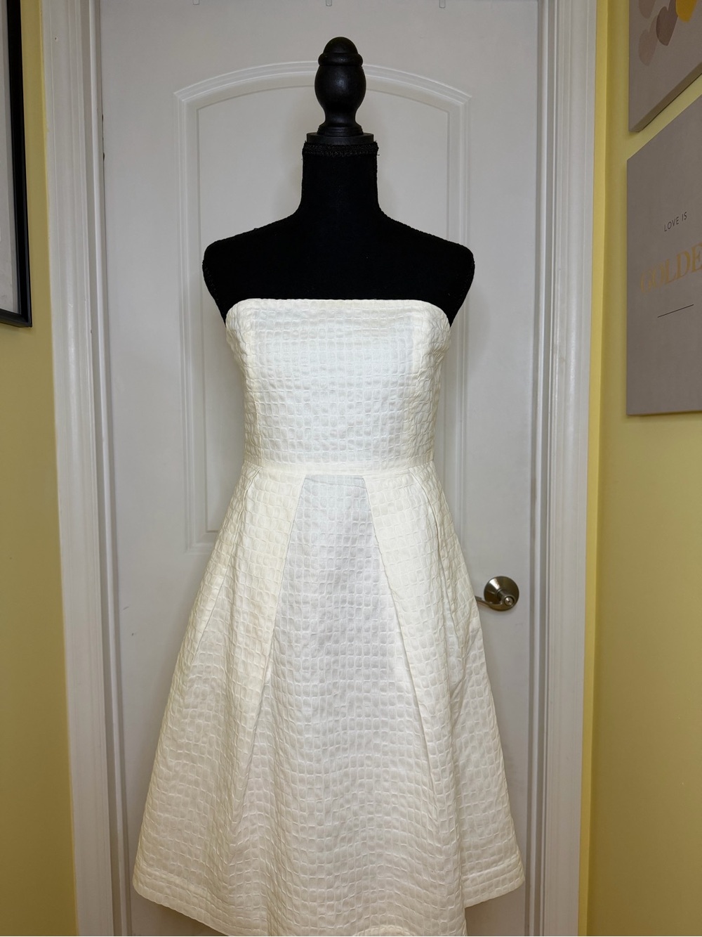 Vintage J.Crew Strapless White Textured A-Line Dress Size 6